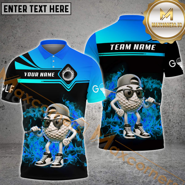 Maxcorners Cool Golf Premium Gradient Pattern Multicolor Options Personalized Name, Team Name 3D Polo Shirts (4 Colors)