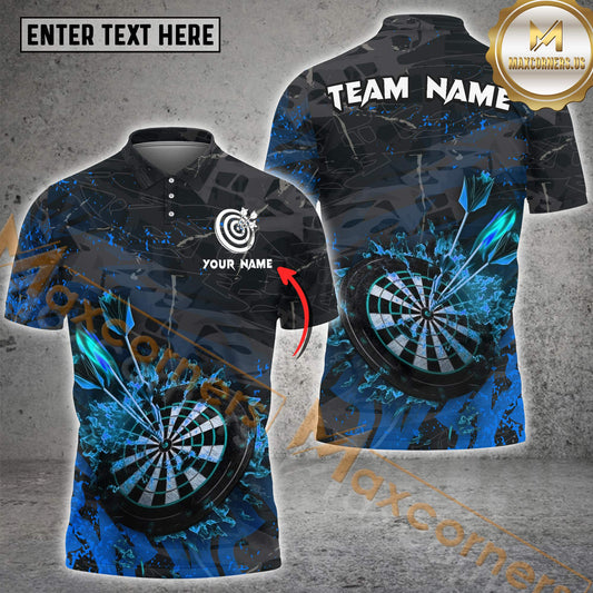 Maxcorners Darts Light Burning Dartboard Pattern Multicolor Options Personalized Name, Team Name 3D Polo Shirt (4 Colors)