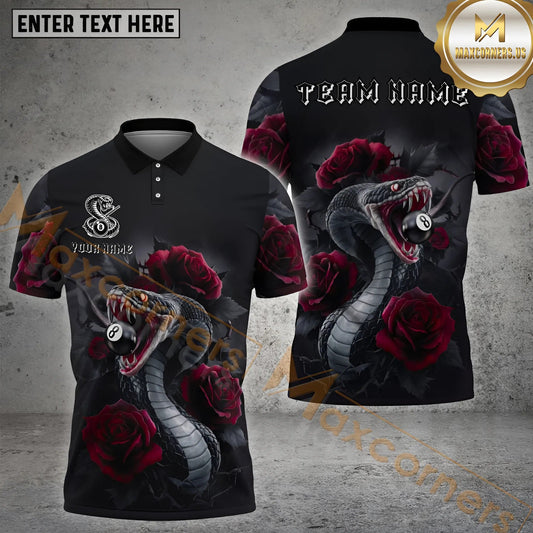 Maxcorners Rose King Croba 8 Ball Billiard Jersey Multicolor Options Personalized Name, Team Name 3D Shirt (4 Colors)