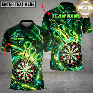 Maxcorners Darts Cyber Electric Honeycomb Grid Flying Darts Target Board Graphic Multicolor Customized Name, Team Name 3D Shirts