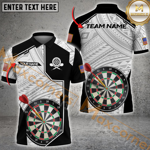 Maxcorners American Flag Dartboard Darts Black & White Tribal Style Team Jersey Personalized Name, Team Name 3D Shirt