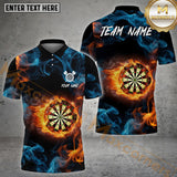 Maxcorners Fire Dartboard Darts Blue & Red Flame Style Team Jersey Personalized Name, Team Name 3D Shirt