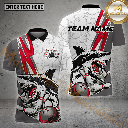 Maxcorners Shark Bowling Ball Pattern Multicolor Options Personalized Name, Team Name 3D Shirt (4 Colors)