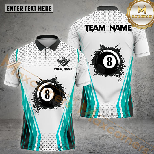 Maxcorners Crack 8 Ball Billiard Triangle Pattern Jersey Multicolor Options Personalized Name, Team Name 3D Shirt (4 Colors)