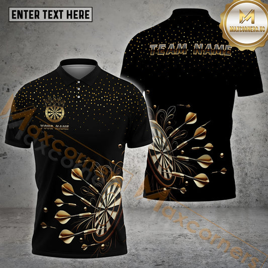 Maxcorners Dotted Pattern With Golden Dartboard Darts Jersey Multicolor Options Personalized Name, Team Name 3D Shirt (4 Colors)