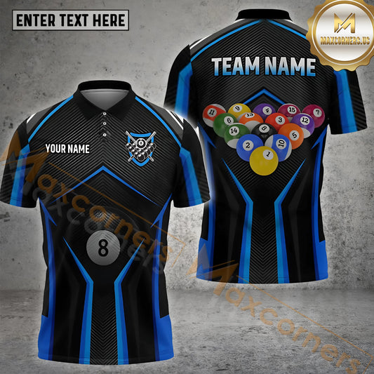 Maxcorners Billiard Rack 8 Ball Pool Pattern Jersey Multicolor Options Personalized Name, Team Name 3D Shirt (4 Colors)