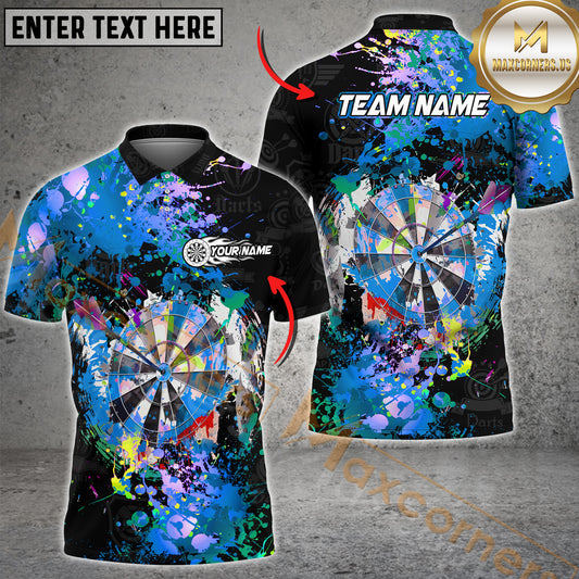 Maxcorners Darts Colorful Paint Pattern Multicolor Options Personalized Name, Team Name 3D Shirt (4 Colors)
