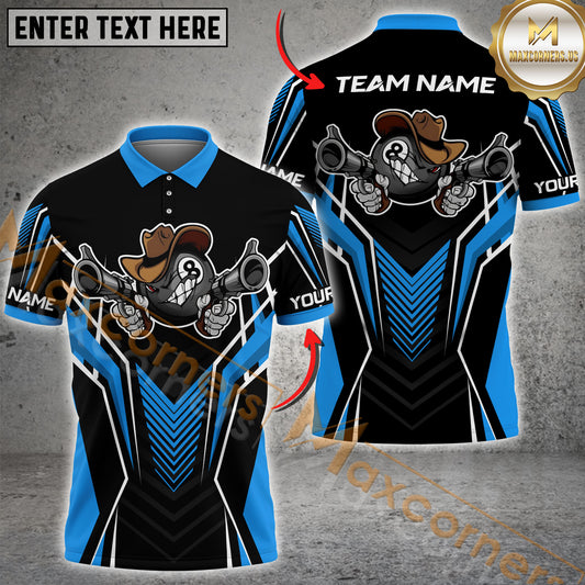 Maxcorners 8 Ball Gunny Premium Billiard Jersey Multicolor Options Personalized Name, Team Name 3D Shirt (4 Colors)