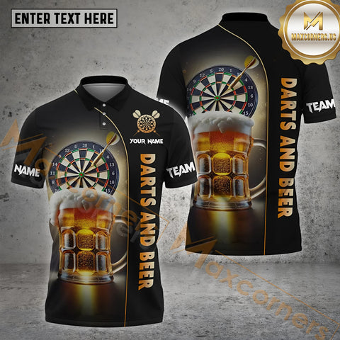 MaxCorners Darts And Beer Customized Name, Team Name 3D Polo Shirt