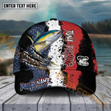 Maxcorners Tuna Fishing Paint Scratch American Flag Pattern Sport Pattern Personalized Name 3D Cap MT173