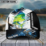 Maxcorners Mahi-Mahi Fishing Blue Flame Sport Pattern Personalized Name 3D Cap