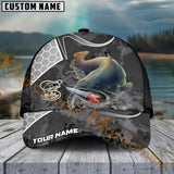 Maxcorners Catfish Fishing Gray Camo Sport Pattern Personalized Name 3D Cap