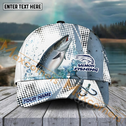 Maxcorners Salmon Fishing Skinfish Water Sport Pattern Personalized Name 3D Cap