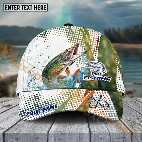 Maxcorners Pike Fishing Skinfish Water Sport Pattern Personalized Name 3D Cap