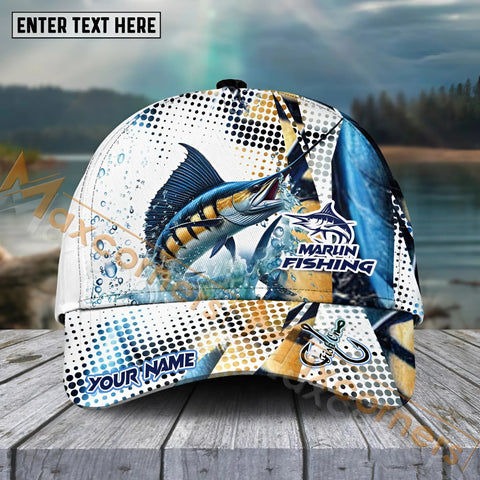 Maxcorners Marlin Fishing Skinfish Water Sport Pattern Personalized Name 3D Cap