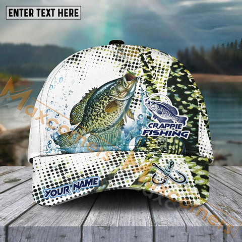 Maxcorners Crappie Fishing Skinfish Water Sport Pattern Personalized Name 3D Cap