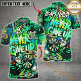 Maxcorners Graffiti Darts Funny Never Give Up Dartboard Multicolor Options Personalized Name, Team Name 3D Polo Shirt (4 Colors)
