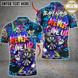 Maxcorners Graffiti Darts Funny Never Give Up Dartboard Multicolor Options Personalized Name, Team Name 3D Polo Shirt (4 Colors)