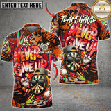 Maxcorners Graffiti Darts Funny Never Give Up Dartboard Multicolor Options Personalized Name, Team Name 3D Polo Shirt (4 Colors)
