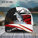 Maxcorners Salmon Fishing Red White Pattern Sport Pattern Personalized Name 3D Cap MT173
