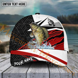 Maxcorners Crappie Fishing Red White Pattern Sport Pattern Personalized Name 3D Cap MT173