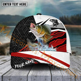 Maxcorners Walleye Fishing Red White Pattern Sport Pattern Personalized Name 3D Cap MT173