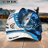 Maxcorners Salmon Fishing White Blue Lava Sport American Flag Pattern Sport Pattern Personalized Name 3D Cap MT173