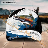 Maxcorners Trout Fishing Black White Water Flow Pattern Sport Pattern Personalized Name 3D Cap MT173