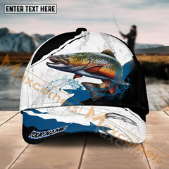 Maxcorners Trout Fishing Black White Water Flow Pattern Sport Pattern Personalized Name 3D Cap MT173