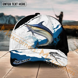 Maxcorners Marlin Fishing Black White Water Flow Pattern Sport Pattern Personalized Name 3D Cap MT173