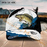 Maxcorners Crappie Fishing Black White Water Flow Pattern Sport Pattern Personalized Name 3D Cap MT173