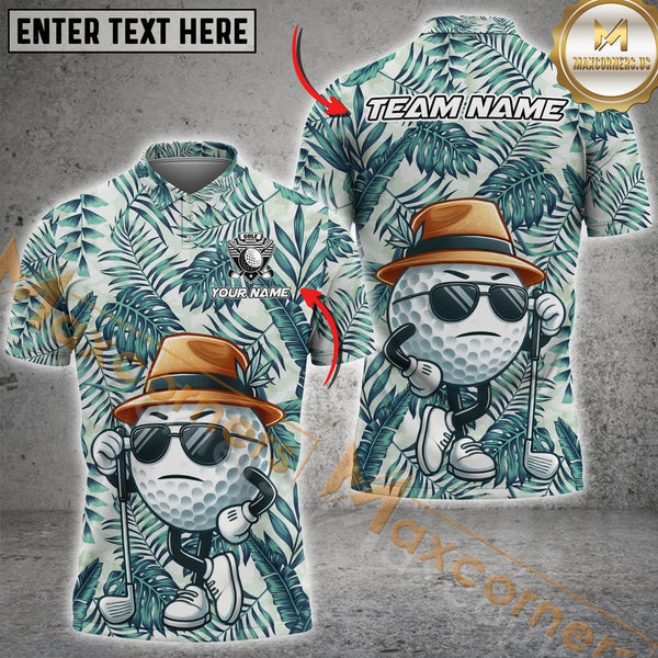 Maxcorners Funny Golf Ball tropical Pattern  Multicolor Options Personalized Name, Team Name 3D Shirt (4 Colors)