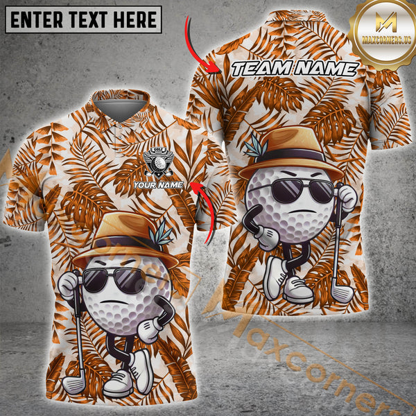 Maxcorners Funny Golf Ball tropical Pattern  Multicolor Options Personalized Name, Team Name 3D Shirt (4 Colors)