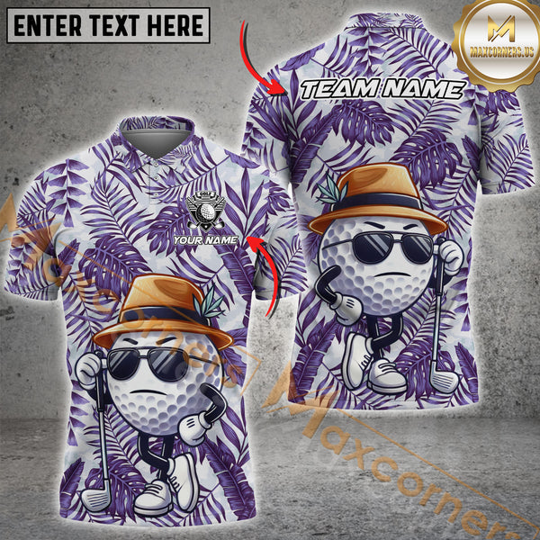 Maxcorners Funny Golf Ball tropical Pattern  Multicolor Options Personalized Name, Team Name 3D Shirt (4 Colors)
