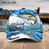 Maxcorners Tuna Fishing Blue Water Camo Pattern Sport Pattern Personalized Name 3D Cap MT173