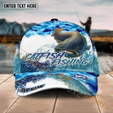 Maxcorners Catfish Fishing Blue Water Camo Pattern Sport Pattern Personalized Name 3D Cap MT173