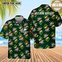 Maxcorners Tropical Style Bowling And Pins Option Customized Name Hawaiian Shirt (4 Colors)