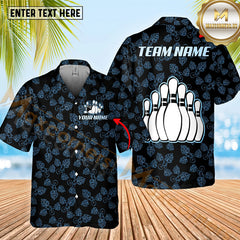 Maxcorners Tropical Bowling And Pins Option Customized Name Hawaiian Shirt (4 Colors)