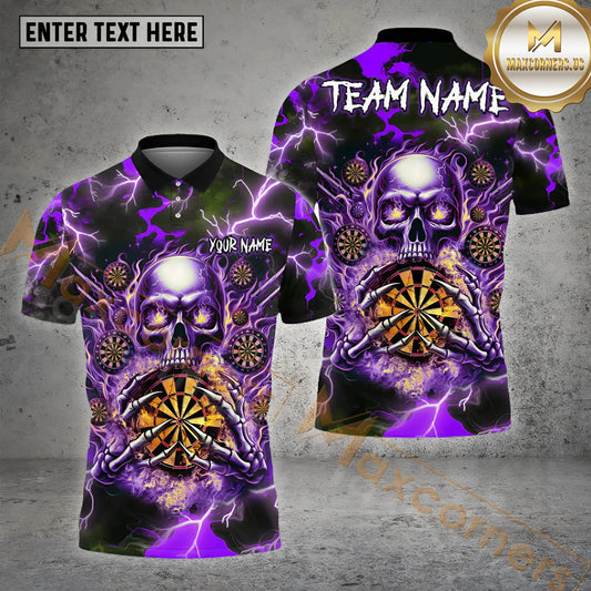 Maxcorners Darts Skull Thunder  Multicolor Options Personalized Name, Team Name 3D Shirt (4 Colors)