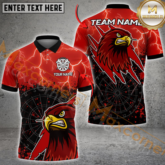 Maxcorners Dartboard Hawk Darts With Lightning Multicolor Options Personalized Name, Team Name 3D Shirt (4 Colors)