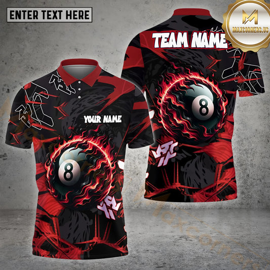 Maxcorners Abstract Power 8 Ball Billiard Multicolor Options Personalized Name, Team Name 3D Shirt (4 Colors)