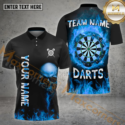 Maxcorners Darts Skull Inferno Board Multicolor Options Personalized Name, Team Name 3D Shirt (4 Colors)