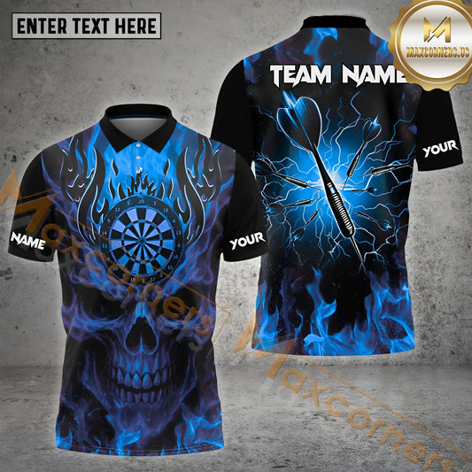 Maxcorners Darts Flaming Skull Board Multicolor Options Personalized Name, Team Name 3D Shirt (4 Colors)