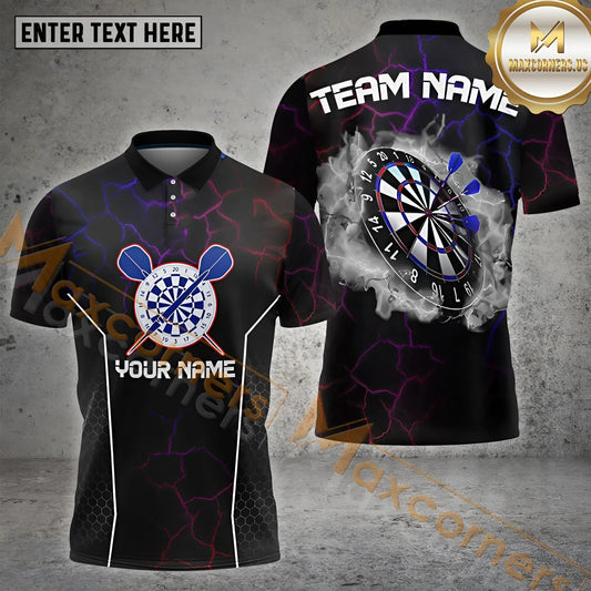 Maxcorners Darts Lightning Bolt Smoke Multicolor Options Personalized Name, Team Name 3D Shirt (4 Colors)