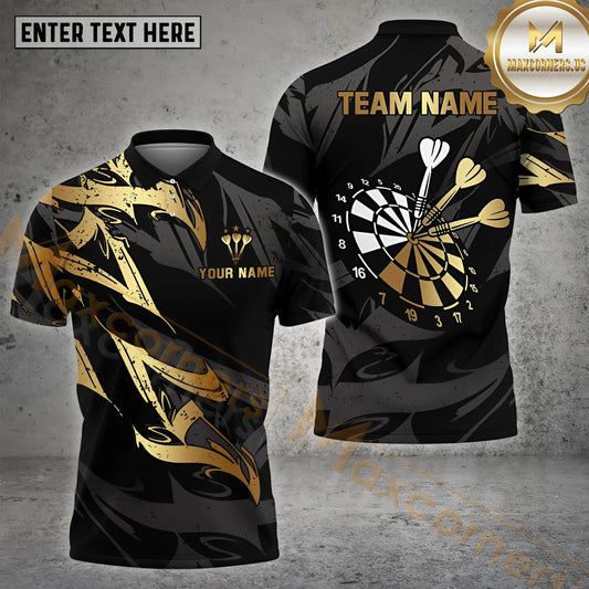 Maxcorners Premium Golden Dartboard & Darts Sport Jersey Pattern  Multicolor Options Personalized Name, Team Name 3D Shirt (4 Colors)