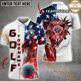 Maxcorners Golf American Flag Flaming Ball Multicolor Options Personalized Name, Team Name 3D Shirt (4 Colors)