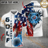 Maxcorners Golf American Flag Flaming Ball Multicolor Options Personalized Name, Team Name 3D Shirt (4 Colors)