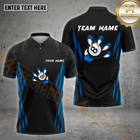 Maxcorners Billiards Shirt Claw Monster Cartoon 8 Ball Multicolor Options Personalized Name, Team Name 3D Shirt (4 Colors)