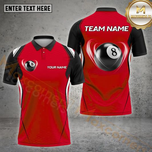 Maxcorners Billiards Dynamic Swirl 8 Ball Multicolor Options Personalized Name, Team Name 3D Shirt (4 Colors)