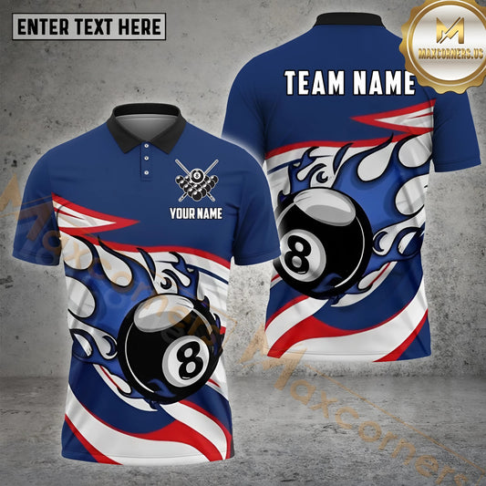 Maxcorners Billiard  Fire 8 Ball Line Multicolor Options Personalized Name, Team Name 3D Shirt (4 Colors)